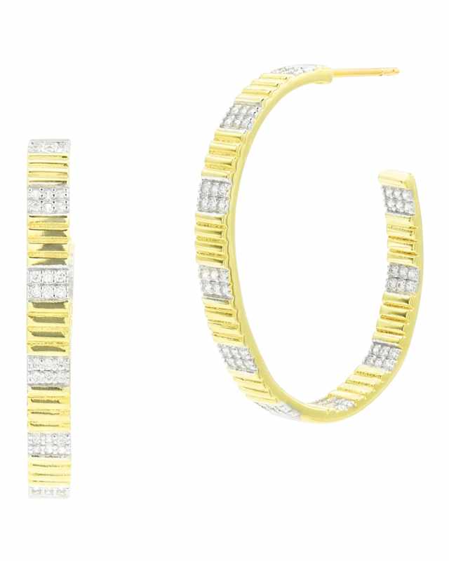 Pave Station Hoop Earrings